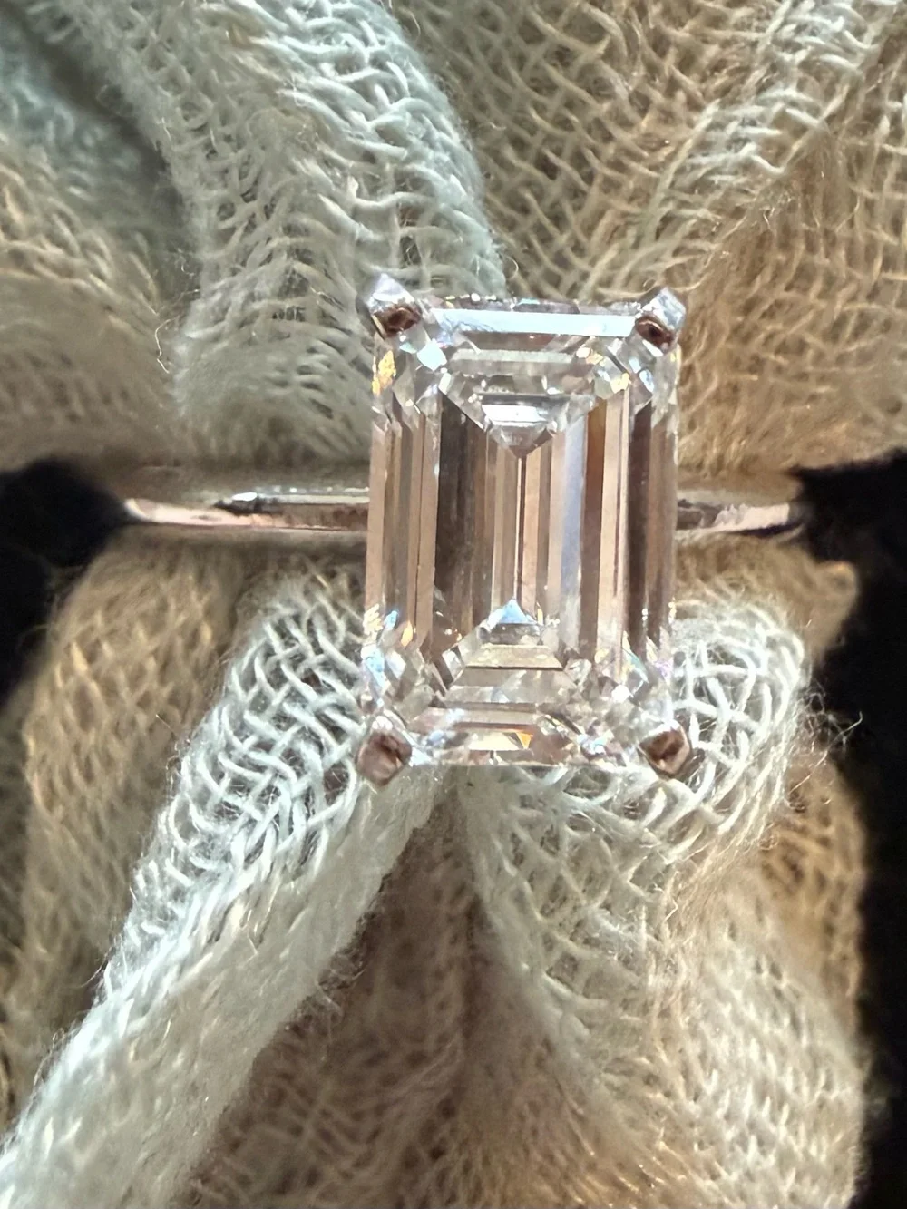 14K White Gold 2.09 CT Lab Diamond Emerald Cut Ring